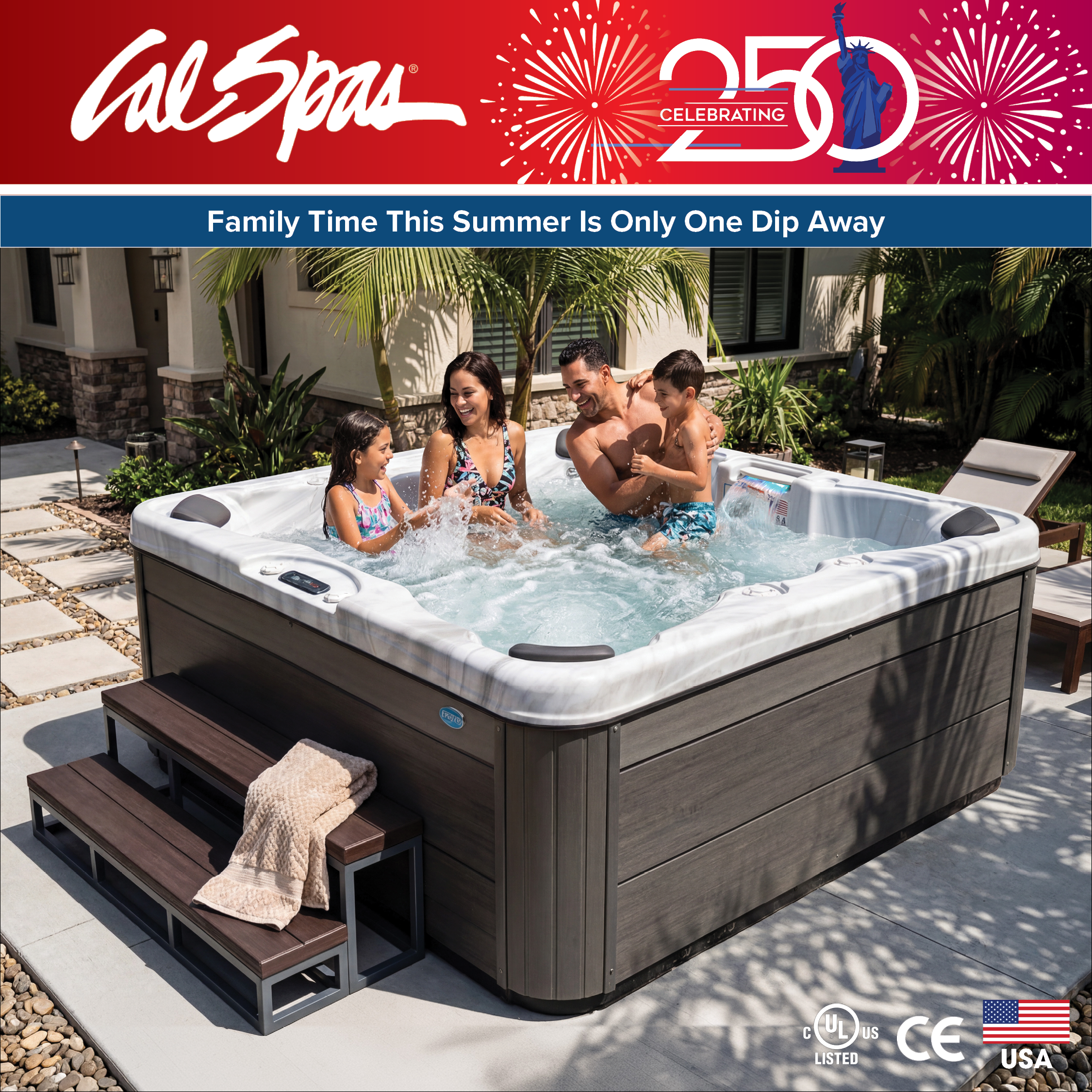 Calspas hot tub being used in a family setting - Hartford